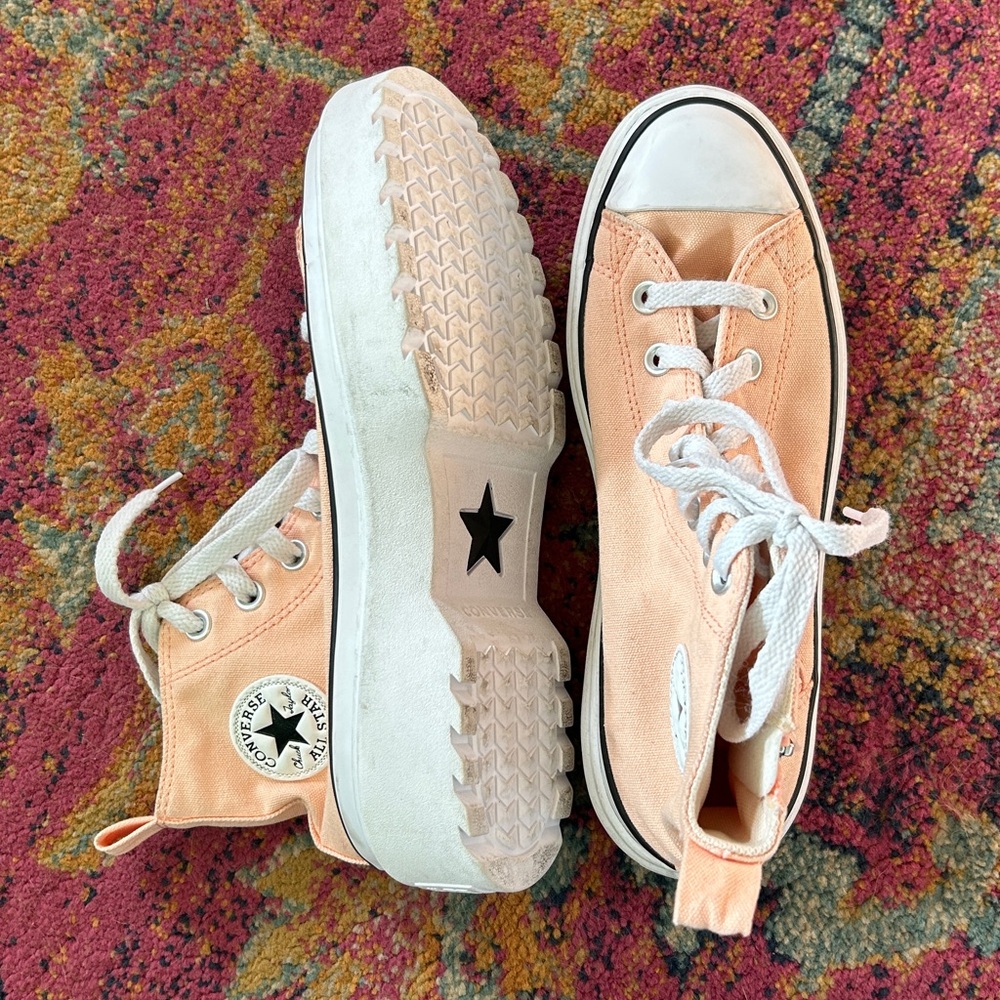 Converse | Women’s Peach All Star Lift Platform Side Zip Hi-Top Sneakers Sz 5.5 - Picture 10 of 16